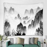 Chinese style landscape landscape ink painting decoration tapestry curtain wall cloth hanging home bedroom living room study