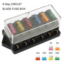 【สหรัฐอเมริกา Stock 】 6-Way Blade ช่องกล่องฟิวส์ผู้ถือชุดสัญญาณไฟ LED สำหรับ 12V 24V UNIVERSAL Car BOAT