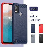 （ใหม่）สำหรับ Nokia C21 Plus Case ปกคลุมสำหรับ Nokia C21 Plus Capas กันกระแทกกลับ Soft TPU คาร์บอนไฟเบอร์ Case สำหรับ Nokia C 21 C21 Plus F Undas