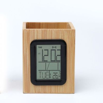 นาฬิกาจอแสดงผล Led มัลติฟังก์ชันแบบนาฬิกาปลุกสร้างสรรค์ความชื้นและอุณหภูมินาฬิกาตั้งโต๊ะสำนักงานบ้านไม้