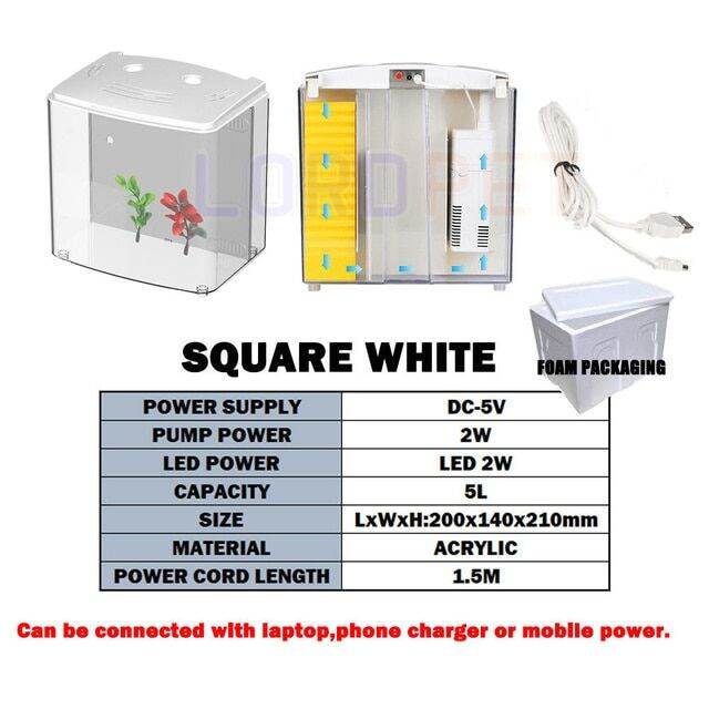 ตู้ปลาเล็ก5ลิตรพร้อมที่กรองน้ำปั๊มลม-led-นิเวศวิทยาแบบพกพา-usb-นาโนโต๊ะพิพิธภัณฑ์สัตว์น้ำปลากัดปลาปลาทอง-ats220-white-sand-ปะการังสีชมพู