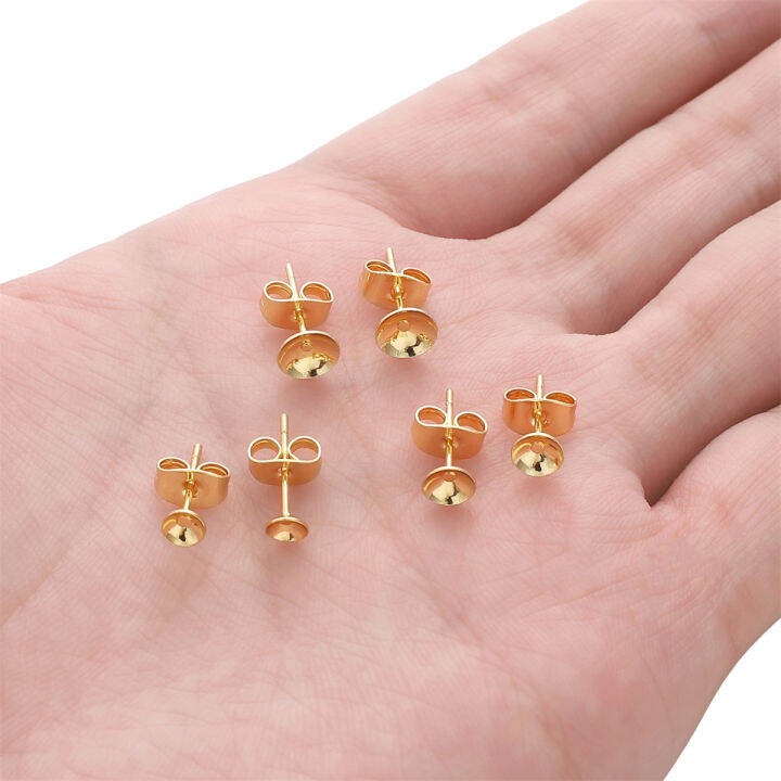 การค้นพบต่างหูทองเหลือง14k-ชุบทอง4-5-6มม-สำหรับต่างหูหมุดมุกทำ-diy-เครื่องประดับ