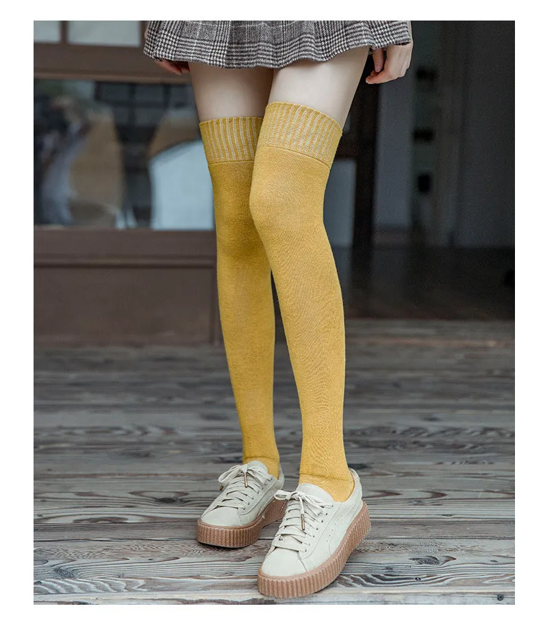 Mustard thigh cheap high socks