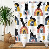 Funny Cat Shower Curtain Cute Cartoon Animal Bath Curtains Bathtub Screen For Bathroom Kawaii Bathing Cover with Hooks 180x180