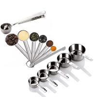 ◙☢✙ 8/10 Piece Measuring Cups and Spoons Set Stainless Steel Kitchen Tools Use for Baking Cake Cooking Making Measuring