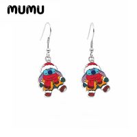 ‘；【- 2022 New Christmas Stitch Lilo Santa Dangle Earring Acrylic Earrings Handmade Jewelry Epoxy Resin Fish Hook Earring