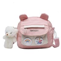 Japanese Cute Canvas Bear Bag For Women 2023 New Fashion Ins Cartoon Girl Heart Soft Girl Casual Crossbody Bag