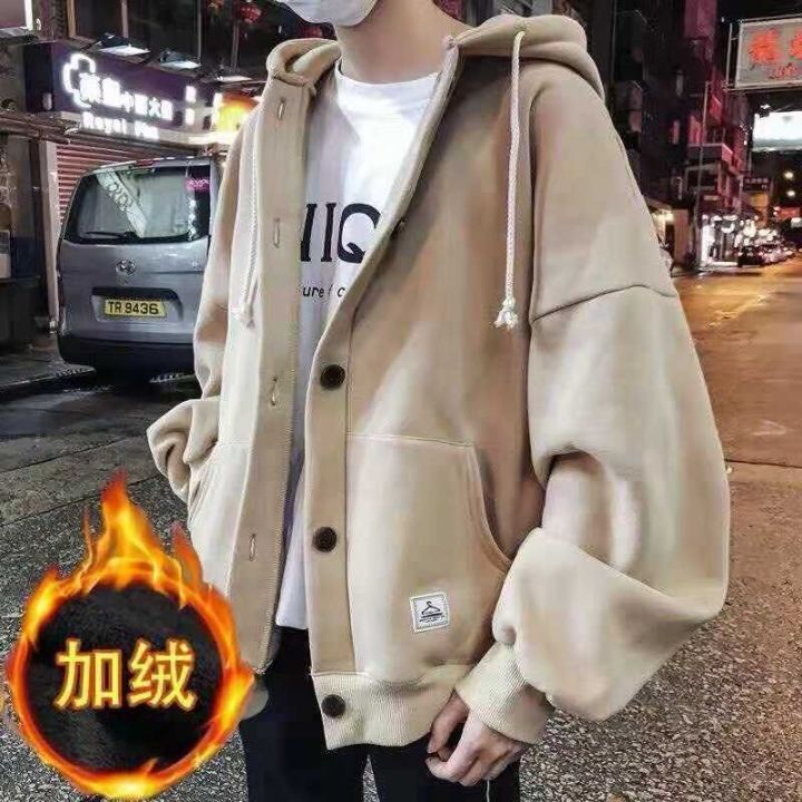 ฤดูใบไม้ร่วงเสื้อกันหนาวเสื้อสเวตเตอร์ถักชายแจ๊กเก็ตฤดูหนาวเสื้อผ้านักเรียนมัธยมต้นเกาหลีสไตล์ฮาราจูกุ-ins-super-fire-jacket