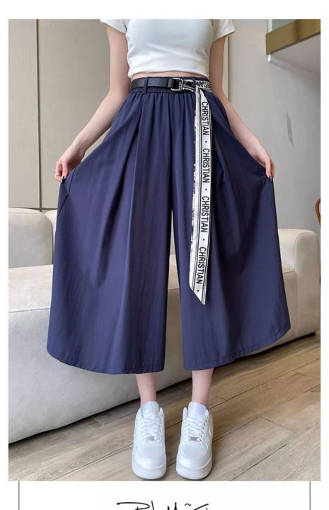 กางเกงทรงหลวมสำหรับผู้หญิงกางเกงเอวสูงธรรมดาลำลอง