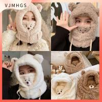 VJMHGS สำหรับผู้หญิง ฤดูหนาวที่อบอุ่น หมวกตุ๊กตาผ้า หมวกกันลม หมวกหูหมี Earflap earmuff หมวกบีนนี่