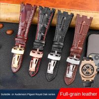 Tali Jam Tangan Kulit Asli untuk AP Royal Oak Offshore Ap15710 15703 15706 15707 26020 26170 26067 26176 Takik Kulit Sapi Pertama 28Mm