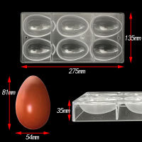 6 Hole Easter Egg Polycarbonate Chocolate Mold,DIY Baking Pastry Confectionery Tools Tray Candy Cake Decorating Mould Bakeware