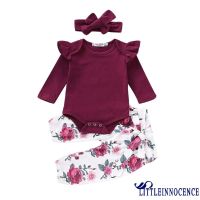 COD DSFERTEREERRE INNOCENCE-3Pcs New Toddler Kids Baby Girls Long Sleeve Romper Floral Pants