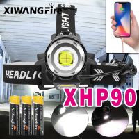 ❈✣ Lanterna de cabeça led xhp70 poderosa recarregável usb com zoom luz para acampamento 50000 lm xhp50