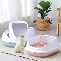 Semi-Enclosed Anti-Splash Detachable Cats Sand Litter Box with Scoop Easy to Clean PP Plastic Durable SafeToilet Tray