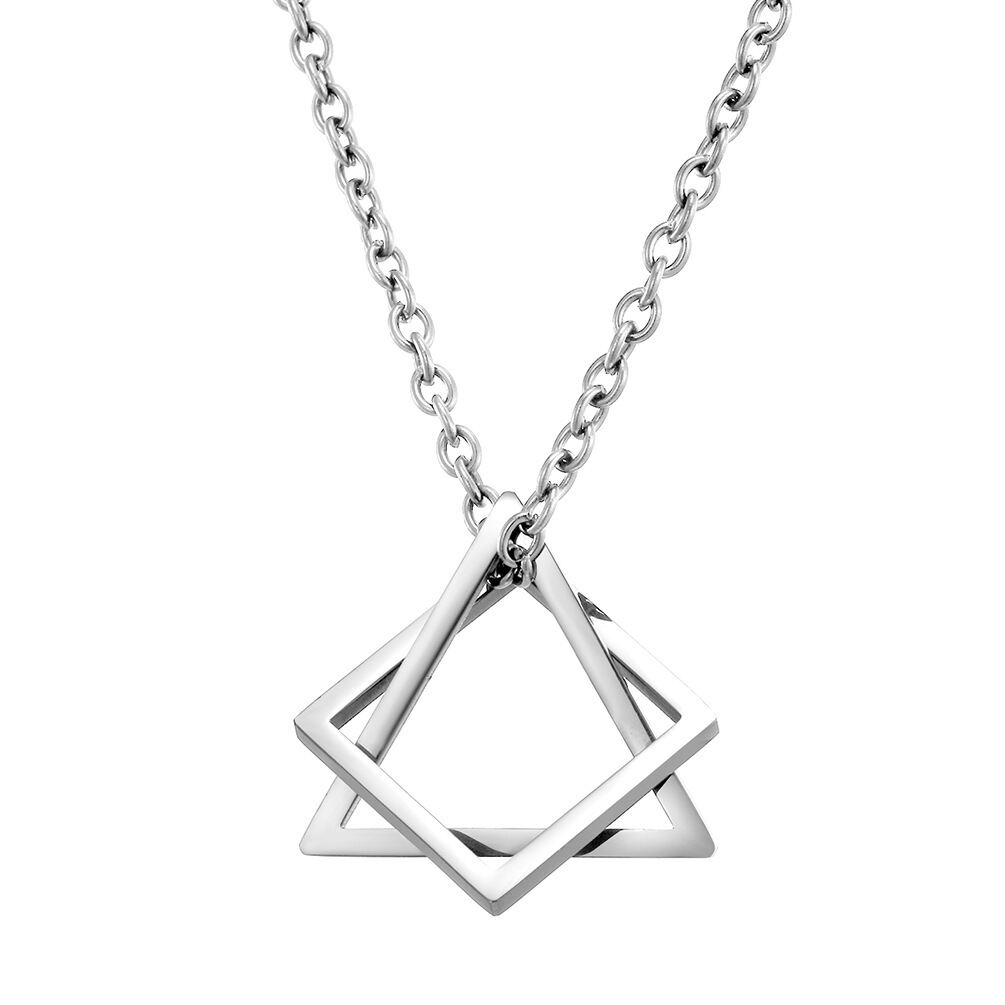 FASHION NINE Geometry Triangle Square Combination Necklace Hip Hop Men Women Couple Pendant