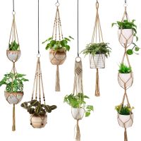 Jute rope plant hanger Macrame pot hanger Linen pot holder plant tray