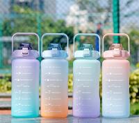 ขวดน้ำดื่ม กระบอกน้ำแบบพกพา กระบอกน้ำ 2 ลิตร  ขวดน้ำ Sports Bottleสีพลาสเทล ขวดน้ำบอกเวลา มีที่จับ พกพาสะดวก ตัวหลอดแบบ Pop Up ไม่ต้องสัมผัส