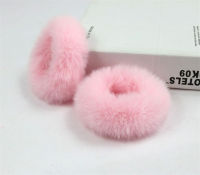 10pcslot Wholesale New 10cm Artificial Rex Rabbit Fur Hair bands Winter Fluffy Pom pom Hairbands Barrettes Elastic Headband