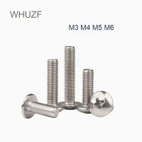 WHUZF Cross Recessed Truss Head Machine Screws M3 M4 M5 M6 M8 Mushroom Big Flat Head Screw 304 Stainless Steel Philips Screw Nails Screws  Fasteners