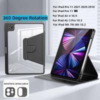 [case for ipad] 360°หมุนตั้ง/นอนได้ เคสไอแพดAir4/5 10.9 Pro11 gen8/gen9 10.2 Air3 เคสหนังอะคริลิคใส