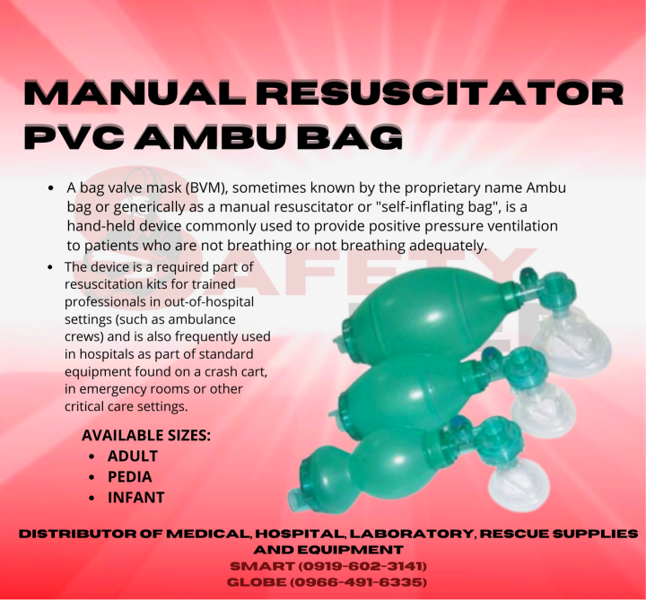 AMBU BAG PVC MANUAL RESUSCITATOR (ADULT,PEDIA,INFANT) Lazada PH