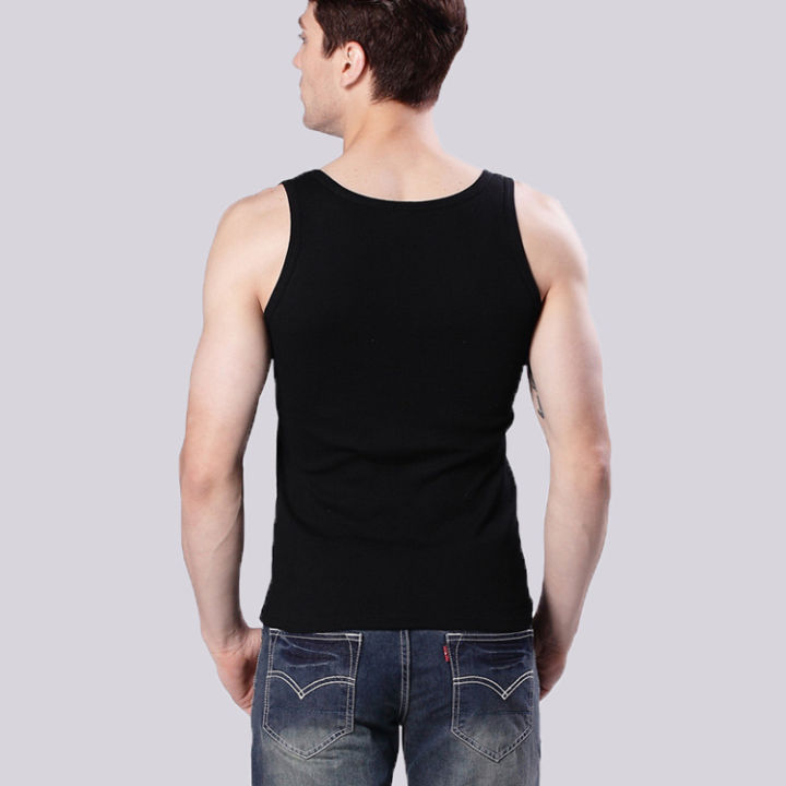 เสื้อกล้ามคอถังเรเซอร์แบ็คเสื้อกล้ามฤดูร้อนผู้ชาย-เสื้อกล้ามคอสี่เหลี่ยมแขนกุดผ้าคอตตอน