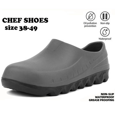 EIFAK ‍‍ Chef Shoes Men and Women Clog Kitchen Cook Shoesรองเท้าเชฟกันน้ำคุณภาพสูงกันลื่น,รองเท้าทำงานห้องครัวกันน้ำมันรองเท้าสำหรับเชฟ Master Cook โรงแรมร้านอาหารรองเท้าแตะส้นเตี้ยรองเท้ากันน้ำผู้ชาย Big Size Eu 38-49