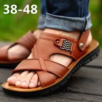 Mens Summer Sandals Genuine leather comfortable slip-on casual sandals fashion Men slippers zapatillas hombre size 38-48