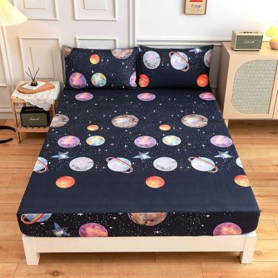 【CW】 Fitted Sheet Mattress Cover Printed Elastic Bed Bedspreads Non slip Dustproof No pillowcase