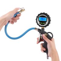 new digital High precision tire pressure gauge with inflatable head car tire pressure monitor count obviously add air pump gun