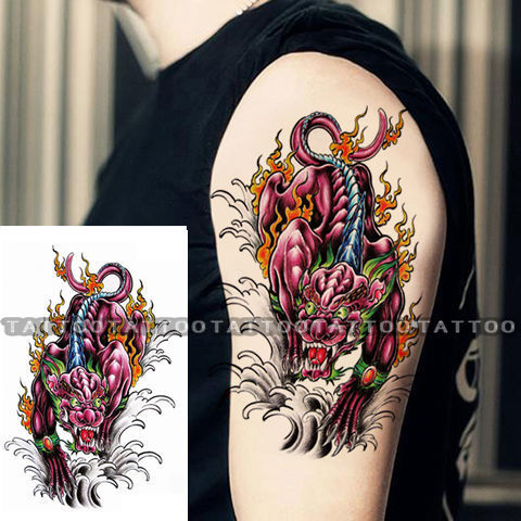 Temporary tattoo stickers waterproof durable male and female arms chest fortune Qilin 12*19cm