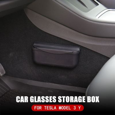 กล่องเก็บของที่เท้าแขนเคสแว่นตารถยนต์สำหรับ Tesla รุ่น3 Y ภายในแว่นตากันแดดบัตรบิลกล่องจัดเก็บกล่องเก็บของอุปกรณ์ตกแต่งภายใน