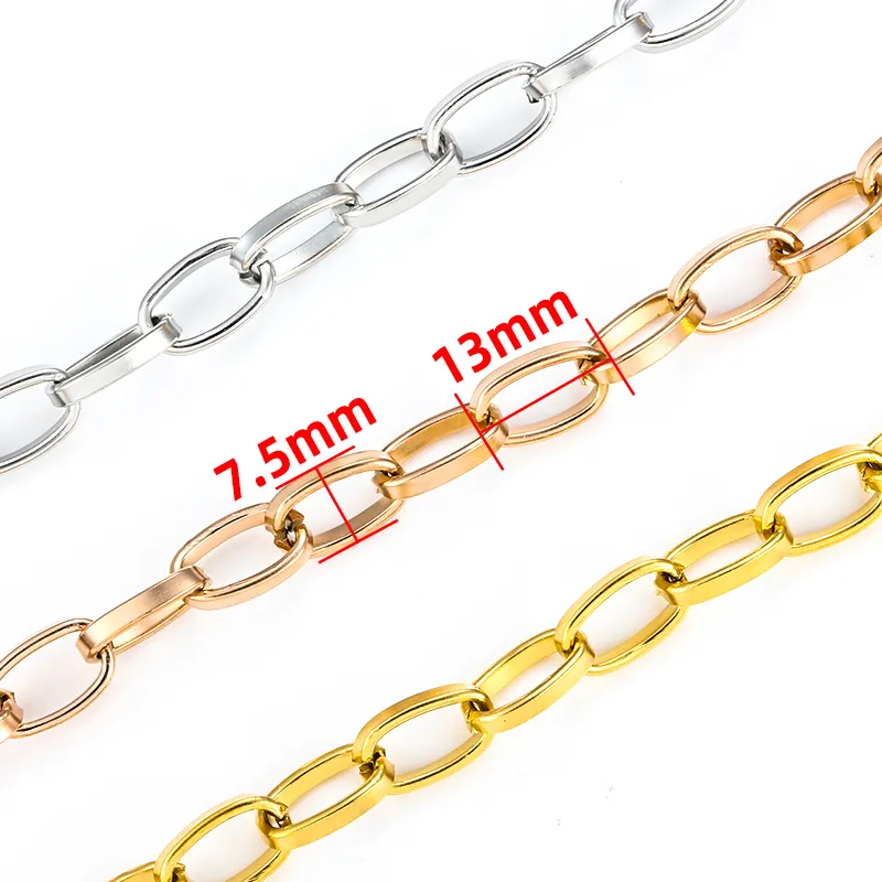 New Stainless Steel Chain For Jewelry Making Men Women Bracelets DIY Charm  Pig Nose Rolo Link