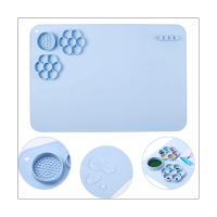 Silicone Craft Mat with Cleaning Cup &amp; Paint Holder Blue