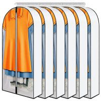 Garment Bag for Hanging Clothes 4Inch Gusseted Clothes Bag for Closet Storage Dress for Storage 6-Pack, White