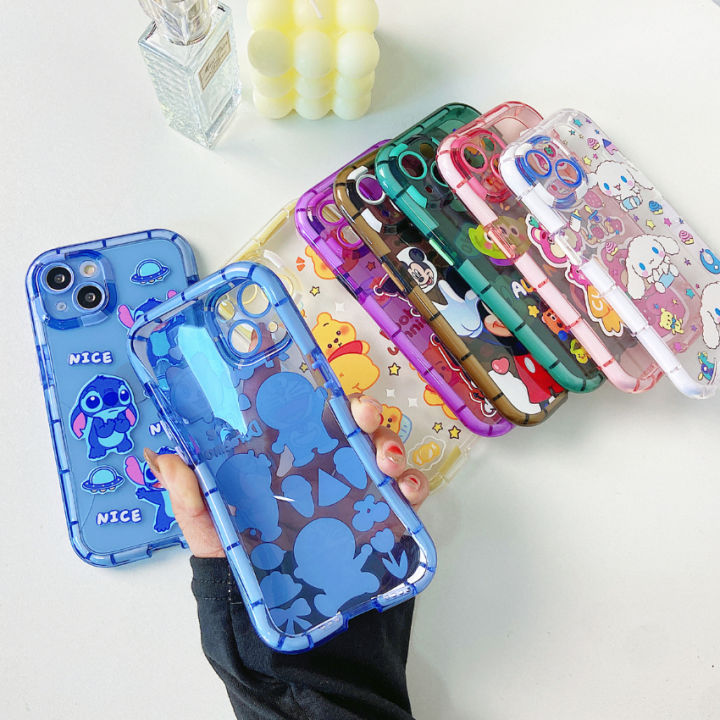 เคสขอบสีเรืองแสง-งานสกรีนลายการ์ตูน-พร้อมส่งจากไทย-สำหรับรุ่น-i13-13pro-i13promax-i14-i14pro-i14promax