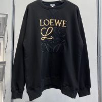 Sweater 2023 Couple Spring and Autumn New Classic Big Logo Embroidered Round Neck Sweater Black Gold Loose Fit