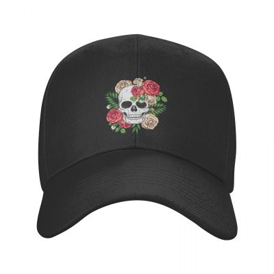 Punk Unisex Rose Flower SKull Baseball Cap Adult Adjustable Dad Hat Men Women Sun Protection Snapback Caps Trucker Hats