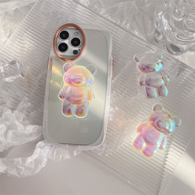 【cw】Korean Glitter Bear Mobile Phone Holder cket For 13 Foldable Griptok For Samsung For Folding Finger Stand ！