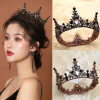 Newly Women Baroque Rhinestones Black Bride Wedding Crowns Bridal Hair Accessories Shining Charm Prom Queen Crowns