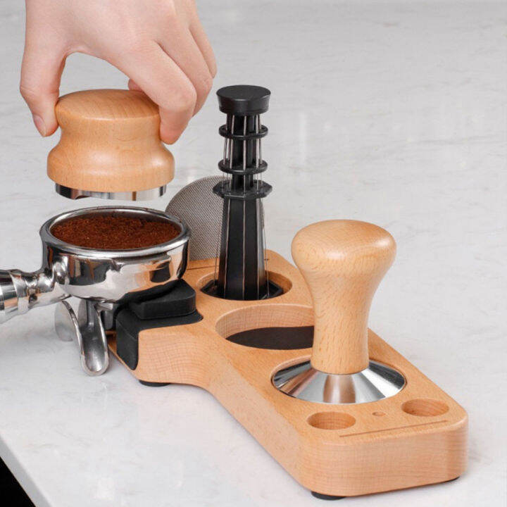 Universal Wooden Coffee Tamper Stand Presser Holder For Espresso Puck
