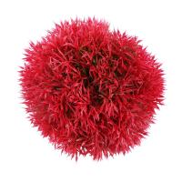 Fish Aquarium Ceramic Base Ball Shape Red Artificial Aquatic Plant Grass