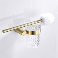 LIUYUE Toilet Brush Holder Brushed Gold Stainless Steel Wall-Mounted Bath Shelf Bathroom Accessories Bathroom WC Brush Hardware