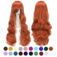 Soowee 30 Colors 32inch Synthetic Hair Long Wavy Womens Wig Black Pink Red Wigs Party Hairpieces Orange Cosplay Wig Perruque