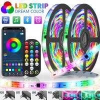 [WDB]◎┅ Ws2811 Rgb Led Strip Lights For Room Decor Led Tape Dream Color Bluetooth Controller Diode Flexible Ribbon 5m-20m Power Adapter - Led Strip -