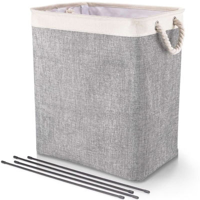 Cotton Linen Laundry Basket Toy Household Sundries Storage Bag Detachable Bracket Foldable Dirty Clothes Storage Basket
