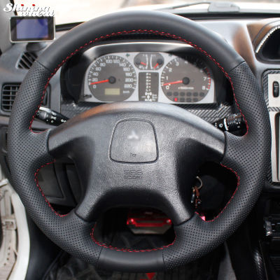 2021Shining wheat Hand-stitched Black Leather Steering Wheel Cover for Mitsubishi Pajero Old Mitsubishi Pajero Sport