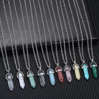 Hexagonal Column Quartz Necklaces turquoises Pink Crystal pendent Necklace For Women Leather Chain Natural Stone Choker Necklace Adhesives Tape