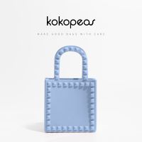 KOKOPEAS Designer Pink Jelly Beach Handbag for Women Candy Solid Square Tote Bag 2023 Summer PVC Shopping Purse